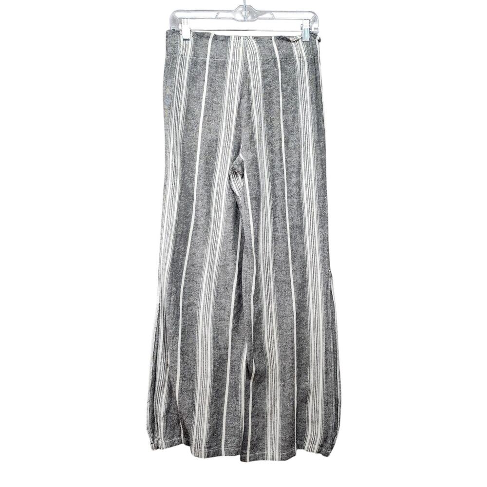 Rewash Stripe Wide Leg Pants XS Linen Blend Coastal Minimalist Tie Waist Slit - Picture 3 of 14